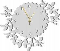 Zegar Ścienny drewniany Zdobiony Motywem Liści 45 cm