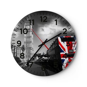Zegar ścienny - Dumna i wielka - 30x30cm - Miasto Londyn Londyński Autobus - Okrągły zegar ścienny - Nowoczeny Stylowy Zegar do salonu do kuchni - Cichy i Modny zegar - ARTTOR