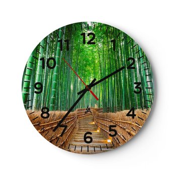 Zegar ścienny - Esencja azjatyckiej natury - 30x30cm - Bambus Las Bambusowy Natura - Okrągły zegar ścienny - Nowoczeny Stylowy Zegar do salonu do kuchni - Cichy i Modny zegar - ARTTOR