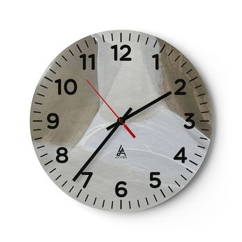 Zegar ścienny - Fala bieli - 40x40cm - Jasny Sztuka Minimalistyczny - Okrągły zegar szklany - Nowoczeny Stylowy Zegar do salonu do kuchni - Cichy i Modny zegar - ARTTOR