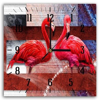 Zegar ścienny FEEBY, Flamingi Ptaki 50x50 - Caro
