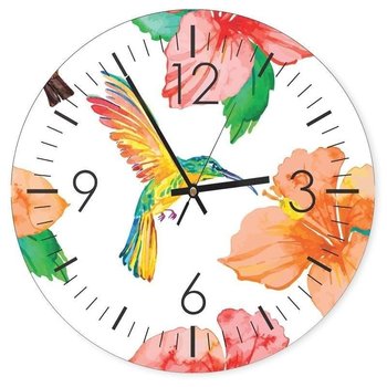 Zegar ścienny FEEBY, Kolorowy Ptak Kwiat 60x60 - Caro
