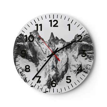 Zegar ścienny - Granitowa groźna grań - 30x30cm - Krajobraz Góry Alpy - Okrągły zegar ścienny - Nowoczeny Stylowy Zegar do salonu do kuchni - Cichy i Modny zegar - ARTTOR