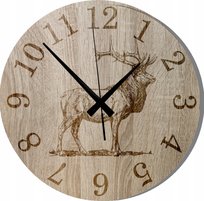 Zegar Ścienny Grawerowany Jeleń dla Myśliwego 45 cm