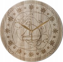 Zegar Ścienny Grawerowany z motywem Morza Delfiny 35 cm