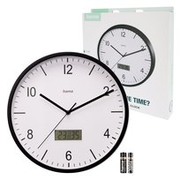 Zegar ścienny Hama Lanzarote z termometrem i higrometrem czarny DCF radiowy