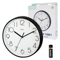 Zegar ścienny Hama Salina 22cm z cyframi arabskimi czarny bez tykania cichy