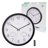 Zegar ścienny Hama Santorini z termometrem i higrometrem czarny 30 cm