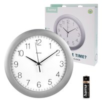 Zegar ścienny Hama Teneriffa srebrny 30cm automatyczne ustawienie czasu DCF