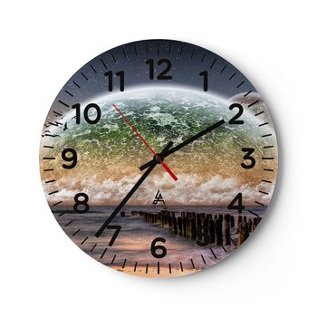 Zegar ścienny - I świat wyłonił się z wody - 30x30cm - Krajobraz Abstrakcja Morze - Okrągły zegar ścienny - Nowoczeny Stylowy Zegar do salonu do kuchni - Cichy i Modny zegar - ARTTOR
