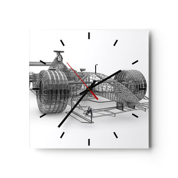 Zegar ścienny - Idealna konstrukcja - idea pędu - 40x40cm - 3D Samochód Wyścigowy Grafika - Kwadratowy zegar ścienny - Nowoczeny Stylowy Zegar do salonu do kuchni - Cichy i Modny zegar - ARTTOR