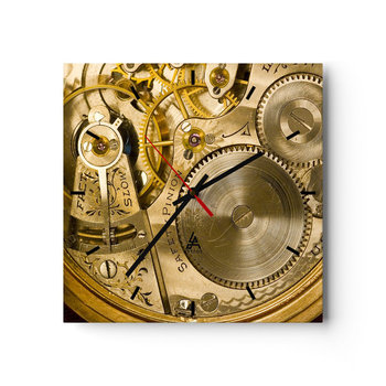 Zegar ścienny - Idź z duchem czasu - 30x30cm - Zegar Mechanizm Zegarowy Vintage - Kwadratowy zegar na szkle - Nowoczeny Stylowy Zegar do salonu do kuchni - Cichy i Modny zegar - ARTTOR