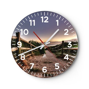 Zegar ścienny - Już widać cel - 30x30cm - Krajobraz Plaża Morze - Okrągły zegar ścienny - Nowoczeny Stylowy Zegar do salonu do kuchni - Cichy i Modny zegar - ARTTOR
