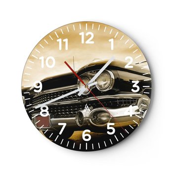 Zegar ścienny - Klasyka nigdy nie przemija - 40x40cm - Samochód Motoryzacja Retro - Okrągły zegar szklany - Nowoczeny Stylowy Zegar do salonu do kuchni - Cichy i Modny zegar - ARTTOR