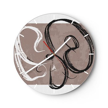 Zegar ścienny - Kompozycja – poszukiwanie pełni - 40x40cm - Minimalizm Sztuka Abstrakcja - Okrągły zegar ścienny - Nowoczeny Stylowy Zegar do salonu do kuchni - Cichy i Modny zegar - ARTTOR