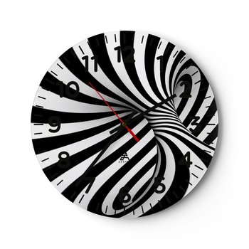 Zegar ścienny - Kompozycja: tańcząca przestrzeń - 40x40cm - Abstrakcja 3D Czarno-Białe - Okrągły zegar szklany - Nowoczeny Stylowy Zegar do salonu do kuchni - Cichy i Modny zegar - ARTTOR