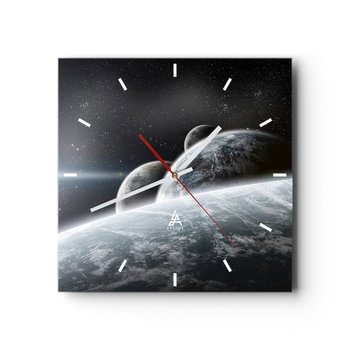 Zegar ścienny - Kosmiczna muzyka sfer - 40x40cm - Astronomia Kosmos Galaktyka - Kwadratowy zegar ścienny - Nowoczeny Stylowy Zegar do salonu do kuchni - Cichy i Modny zegar - ARTTOR