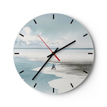 Zegar ścienny - Łagodny przypływ - 40x40cm - Brzeg Morza Plaża Spokój - Okrągły zegar ścienny - Nowoczeny Stylowy Zegar do salonu do kuchni - Cichy i Modny zegar - ARTTOR