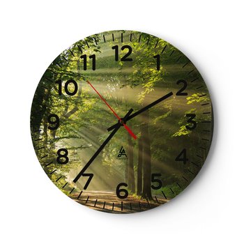 Zegar ścienny - Leśna chwila - 30x30cm - Krajobraz Las Natura - Okrągły zegar ścienny - Nowoczeny Stylowy Zegar do salonu do kuchni - Cichy i Modny zegar - ARTTOR
