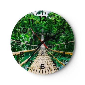Zegar ścienny - Małpi most nad zielenią - 30x30cm - Krajobraz Dżungla Filipiny - Okrągły zegar ścienny - Nowoczeny Stylowy Zegar do salonu do kuchni - Cichy i Modny zegar - ARTTOR