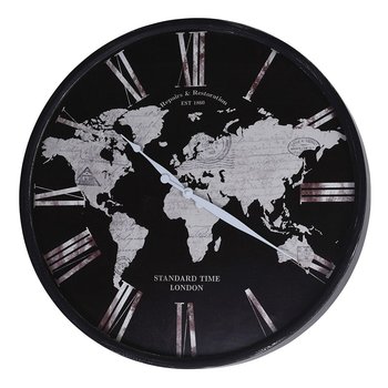 Zegar ścienny Mapa Świata czarny - MIA home