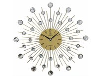 Zegar ścienny metalowy z kryształkami cristal kryształy słońce glamour 33cm złoty