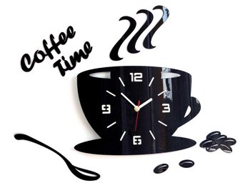 Zegar ścienny MODERN CLOCK Coffe Time 3D, czarny, 43x64 cm - Modern Clock