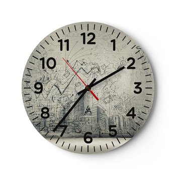 Zegar ścienny - Moje wspaniałe miejskie życie - 30x30cm - Graffiti Sztuka Grafika - Okrągły zegar ścienny - Nowoczeny Stylowy Zegar do salonu do kuchni - Cichy i Modny zegar - ARTTOR