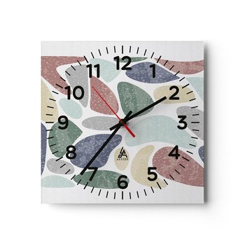 Zegar ścienny - Mozaika pudrowanych barw - 30x30cm - Minimalizm Pastelowe Boho - Kwadratowy zegar ścienny - Nowoczeny Stylowy Zegar do salonu do kuchni - Cichy i Modny zegar - ARTTOR