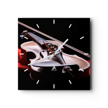 Zegar ścienny - Muzyka uczuć - 40x40cm - Muzyka Skrzypce Instrument Muzyczny - Kwadratowy zegar ścienny - Nowoczeny Stylowy Zegar do salonu do kuchni - Cichy i Modny zegar - ARTTOR