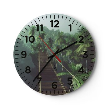 Zegar ścienny - Nad kipielą zieleni - 30x30cm - Krajobraz Dżungla Palma Kokosowa - Okrągły zegar ścienny - Nowoczeny Stylowy Zegar do salonu do kuchni - Cichy i Modny zegar - ARTTOR