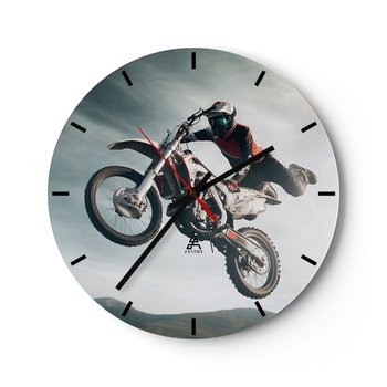 Zegar ścienny - Nie ma zabawy bez ryzyka - 40x40cm - Motocross Motocykl Motocyklista - Okrągły zegar ścienny - Nowoczeny Stylowy Zegar do salonu do kuchni - Cichy i Modny zegar - ARTTOR