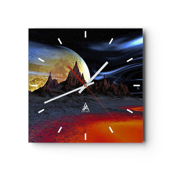 Zegar ścienny - Nieznany świat - 40x40cm - Abstrakcja Kosmos 3D - Kwadratowy zegar ścienny - Nowoczeny Stylowy Zegar do salonu do kuchni - Cichy i Modny zegar - ARTTOR