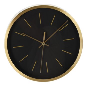 Zegar Ścienny Okrągły Czarno Złoty 25 Cm - H&S Decoration