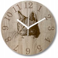 Zegar Ścienny ozdobny grawer Kot Kotek 35 cm