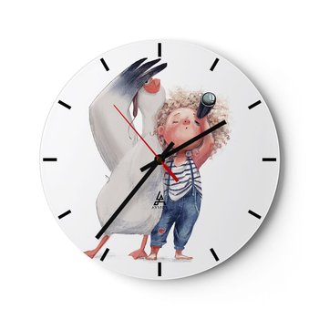 Zegar ścienny - Plan wielkiej podróży - 40x40cm - Dla Dzieci Przyjaźń Dziewczynka - Okrągły zegar ścienny - Nowoczeny Stylowy Zegar do salonu do kuchni - Cichy i Modny zegar - ARTTOR
