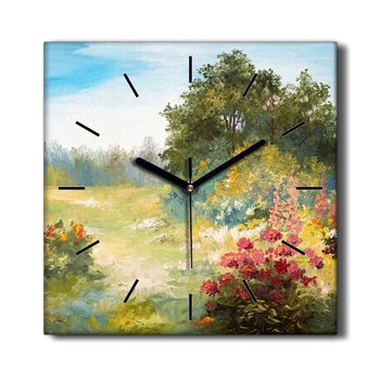 Zegar ścienny płótno Las kwiaty krajobraz 30x30 cm, Coloray - Coloray
