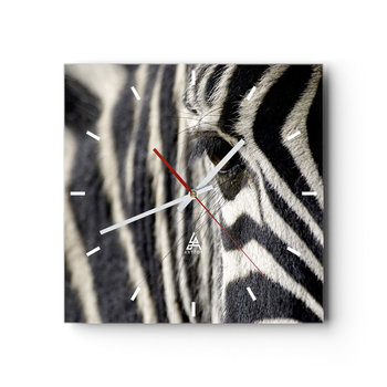 Zegar ścienny - Portret w paski - 40x40cm - Zwierzęta Zebra Afryka - Kwadratowy zegar ścienny - Nowoczeny Stylowy Zegar do salonu do kuchni - Cichy i Modny zegar - ARTTOR