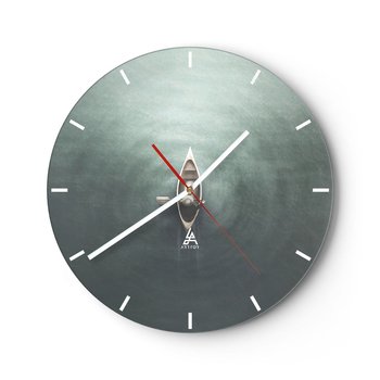 Zegar ścienny - Przez księżycowe jezioro - 40x40cm - Spokój Jezioro Kajak - Okrągły zegar ścienny - Nowoczeny Stylowy Zegar do salonu do kuchni - Cichy i Modny zegar - ARTTOR
