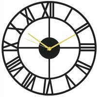 Zegar Ścienny Retro Loftowy Rzymski Metalowy 50Cm Ścienny Na Ściane Vintage Grubość 4Mm/Złote Wskazówki