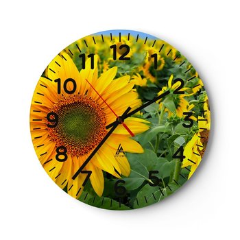 Zegar ścienny - Rozgorzały setki słońc - 30x30cm - Kwiaty Słoneczniki Natura - Okrągły zegar ścienny - Nowoczeny Stylowy Zegar do salonu do kuchni - Cichy i Modny zegar - ARTTOR
