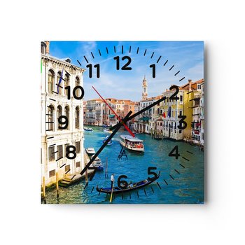 Zegar ścienny - Ruch uliczny jedyny na świecie - 30x30cm - Wenecja Architektura Grand Canal - Kwadratowy zegar ścienny - Nowoczeny Stylowy Zegar do salonu do kuchni - Cichy i Modny zegar - ARTTOR