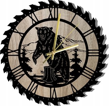 Zegar Ścienny Rzymski Niedźwiedź Zwierzę 45 cm - DrewnianyDecor