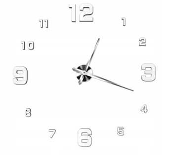 Zegar Ścienny Srebrny Diy Duży Lustro 3D Czytelny - MARTOM