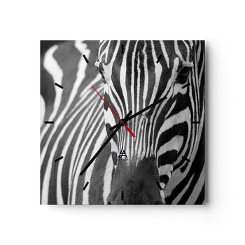 Zegar ścienny - Świat jest czarno-biały - 40x40cm - Zwierzęta Zebra Czarno-Biały - Kwadratowy zegar ścienny - Nowoczeny Stylowy Zegar do salonu do kuchni - Cichy i Modny zegar - ARTTOR