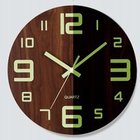 Zegar Ścienny Świecący w ciemności Drewniany Okrągły Ciche Kwarc LOFT 30CM Inna marka