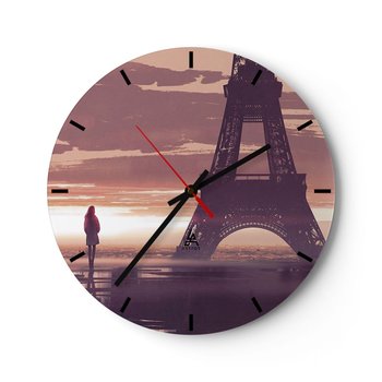 Zegar ścienny - Tylko one dwie - 40x40cm - Miasto Wieża Eiffla Paryż - Okrągły zegar ścienny - Nowoczeny Stylowy Zegar do salonu do kuchni - Cichy i Modny zegar - ARTTOR