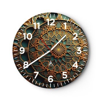 Zegar ścienny - W arabskim klimacie - 30x30cm - Mozaika Arabski Ozdoby - Okrągły zegar ścienny - Nowoczeny Stylowy Zegar do salonu do kuchni - Cichy i Modny zegar - ARTTOR