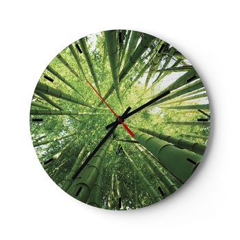 Zegar ścienny - W bambusowym gaju - 40x40cm - Las Bambusowy Dżungla Bambus - Okrągły zegar ścienny - Nowoczeny Stylowy Zegar do salonu do kuchni - Cichy i Modny zegar - ARTTOR