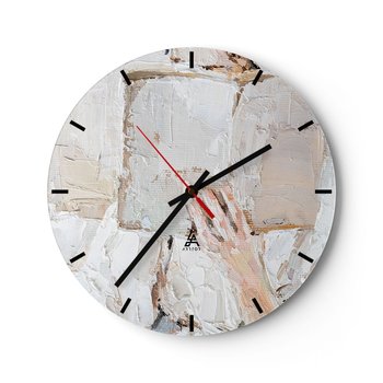 Zegar ścienny - W innym świecie - 30x30cm - Sztuka Książka Minimalizm - Okrągły zegar na szkle - Nowoczeny Stylowy Zegar do salonu do kuchni - Cichy i Modny zegar - ARTTOR
